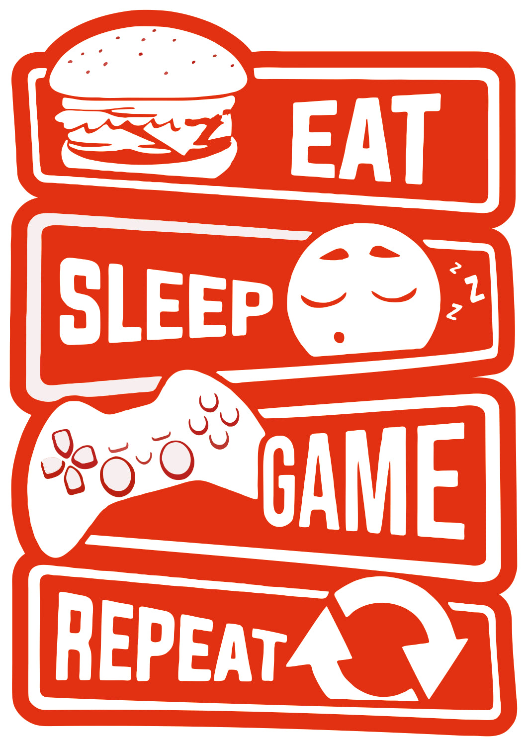 EAT SLEEP GAME REPEAT STICKER