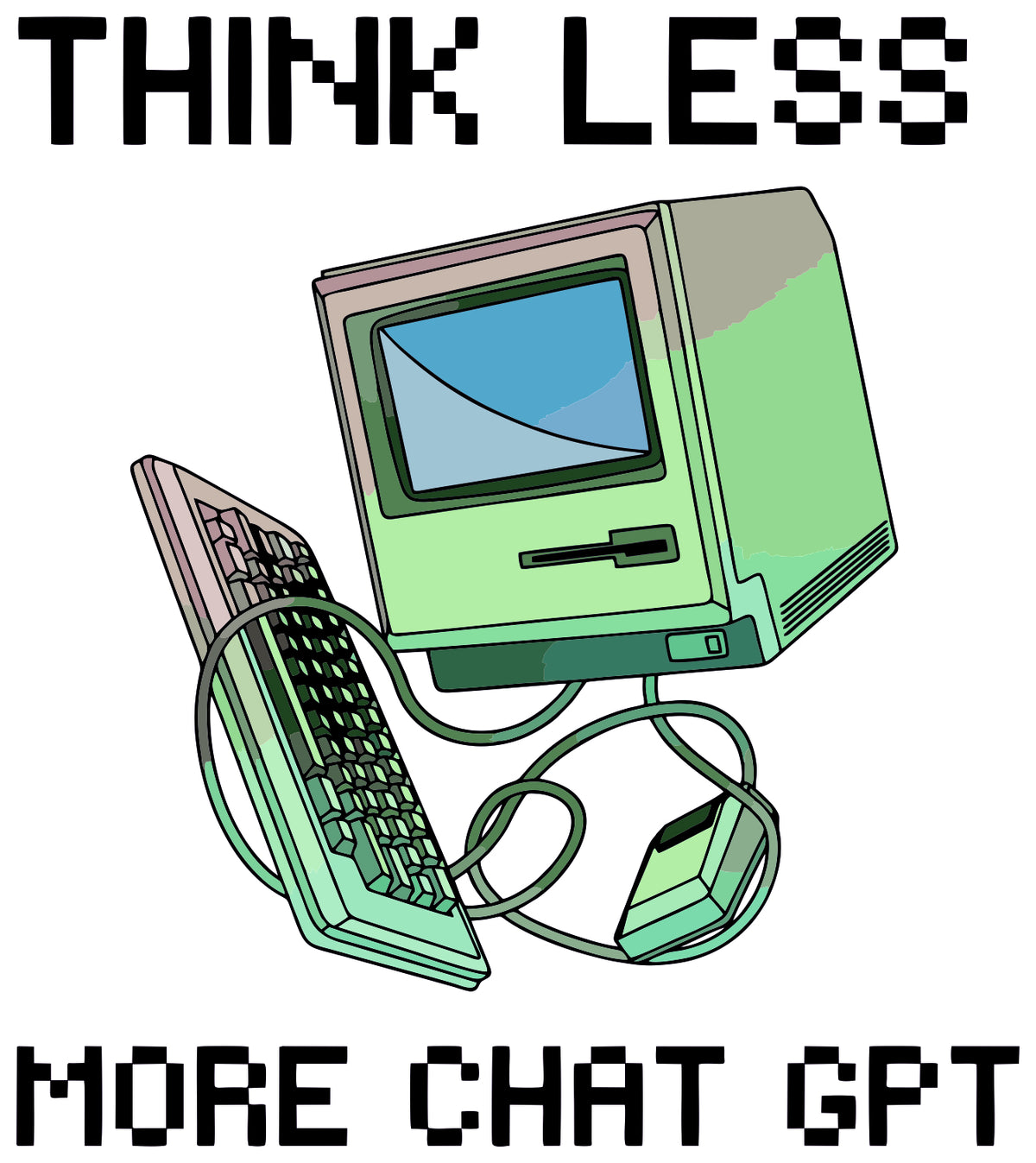 THINK LESS MORE CHATGPT STICKER
