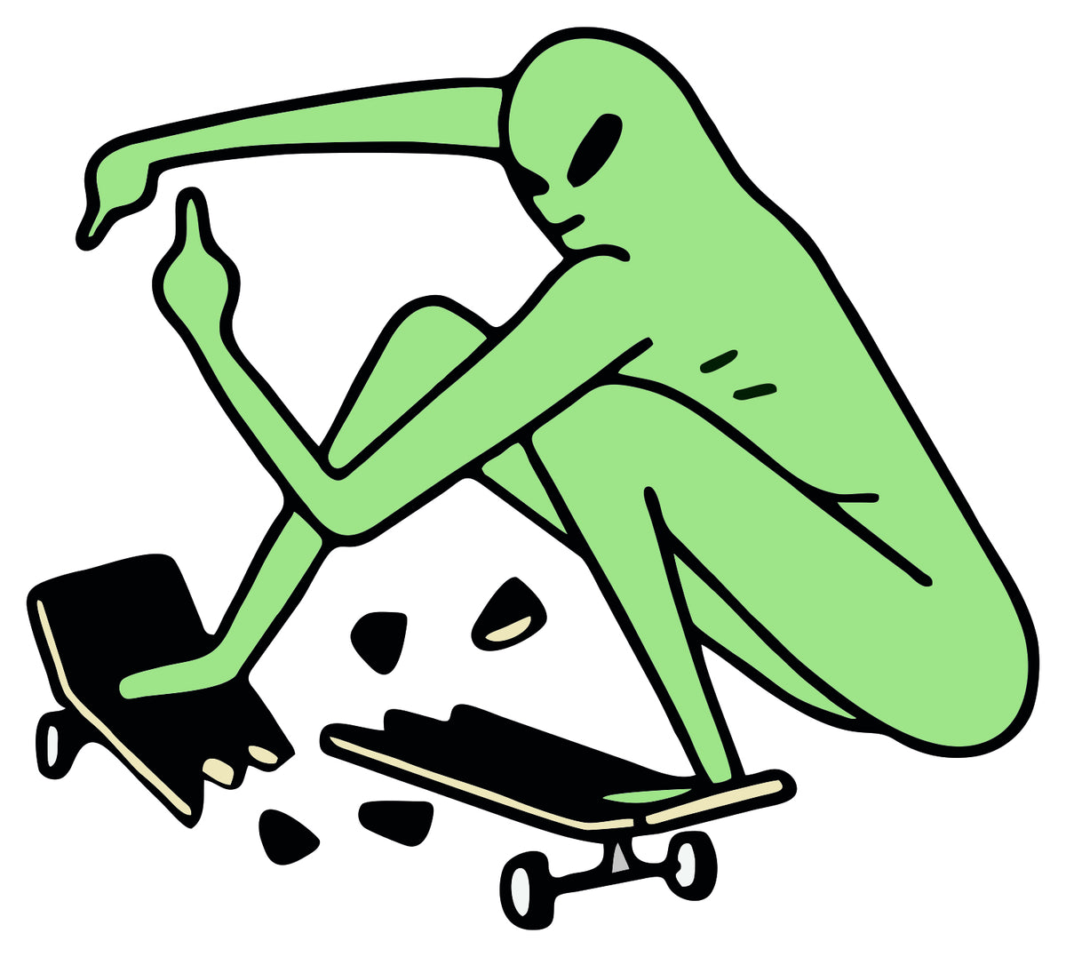 ALIEN ON SKATEBOARD STICKER
