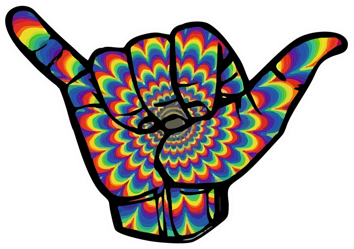 psychedelic hand sign sticker