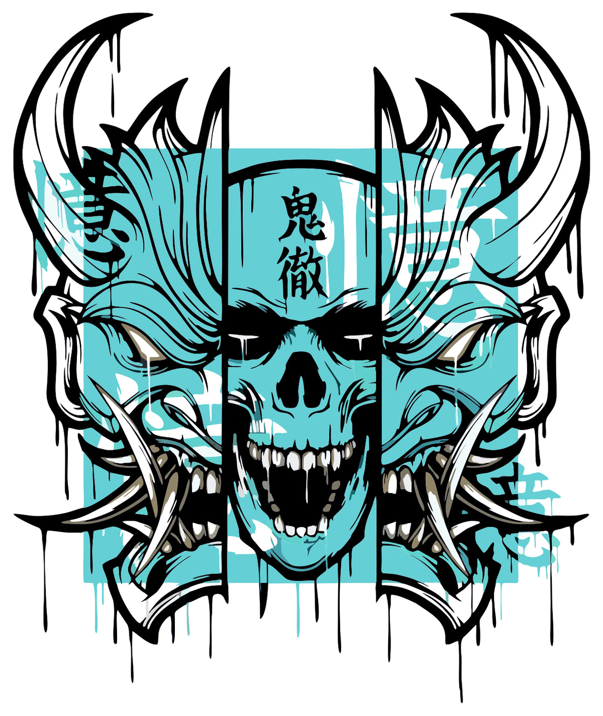 Skull Oni Demon Mask  Sticker