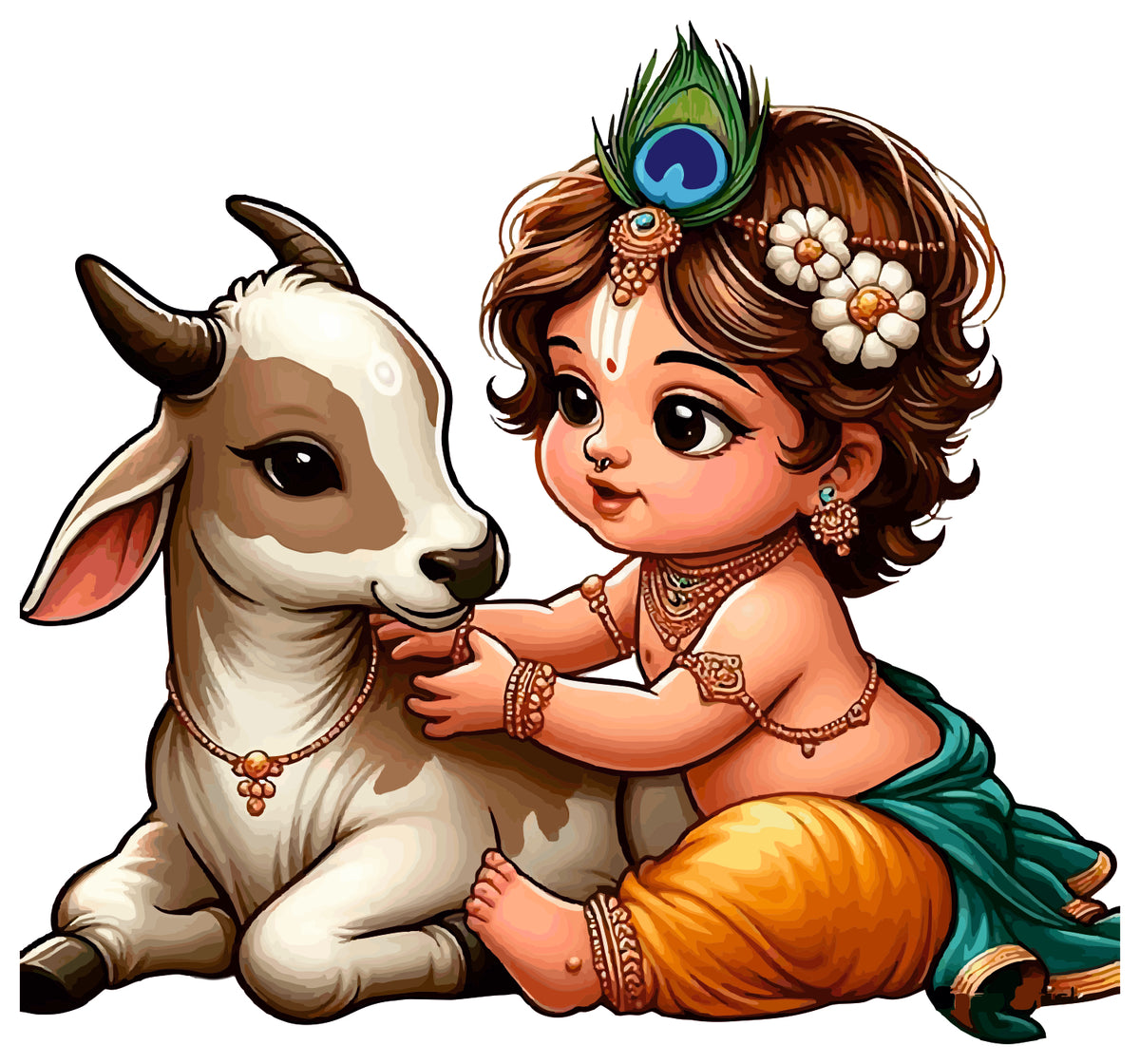 krishna and cow 0.1 sticker