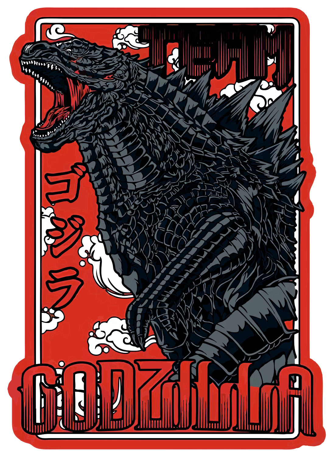 Godzilla Majestic Black & Red Sticker