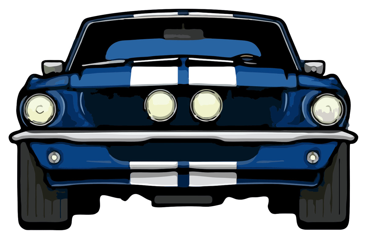 Blue Muscle Car Sticker