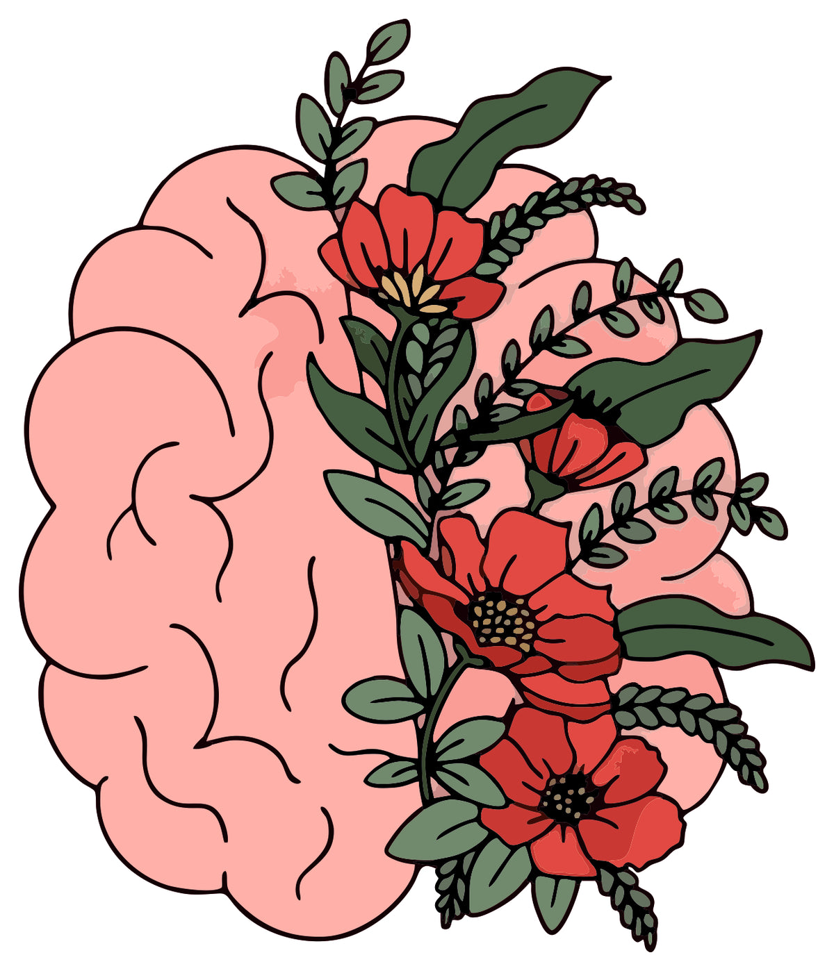 floral brain sticker
