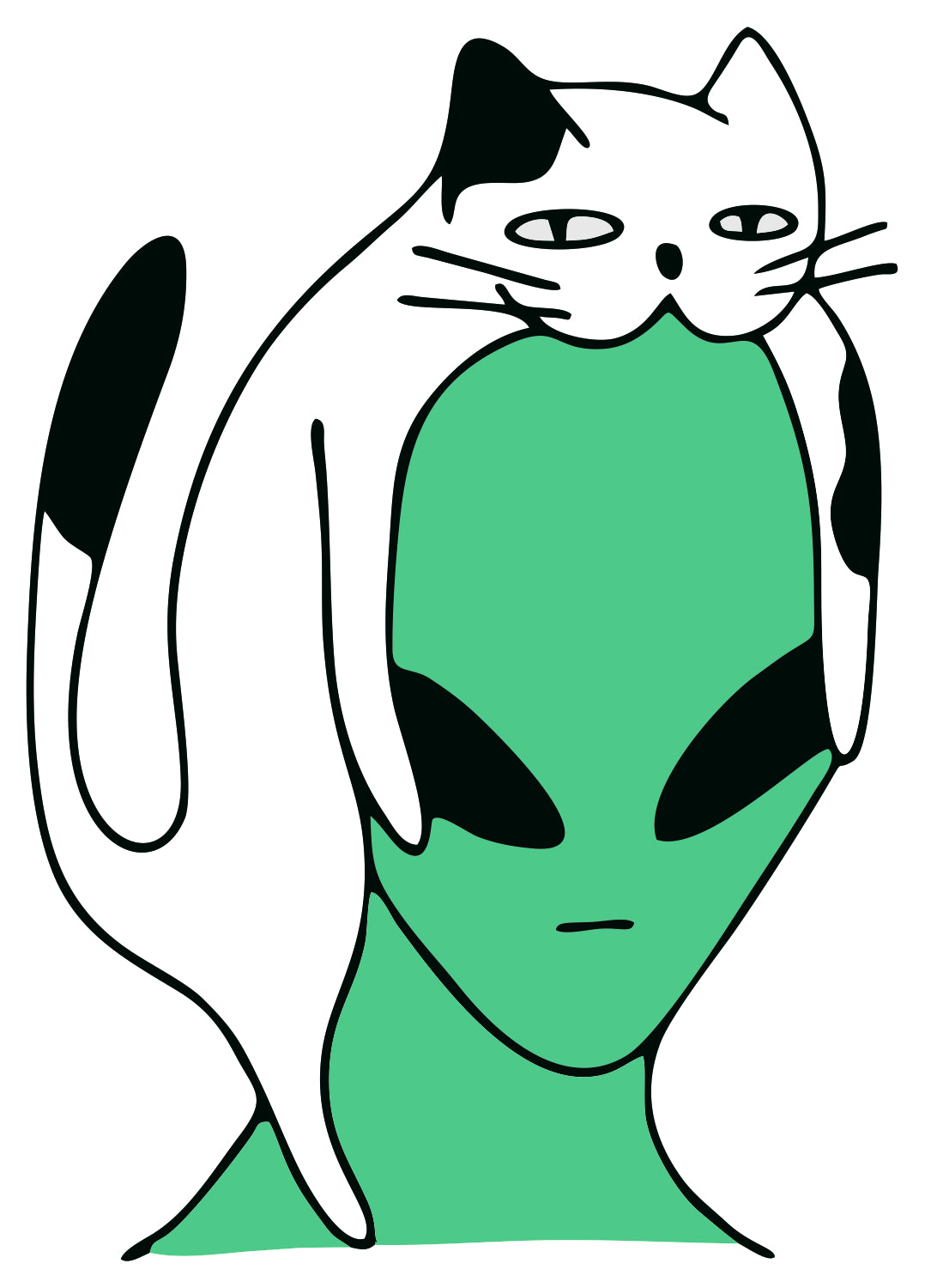 alien cat sticker
