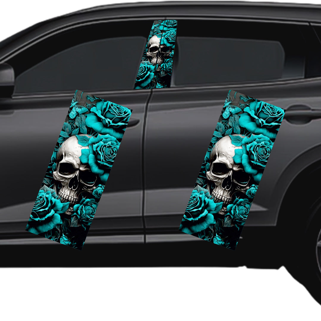 Blue rose skull