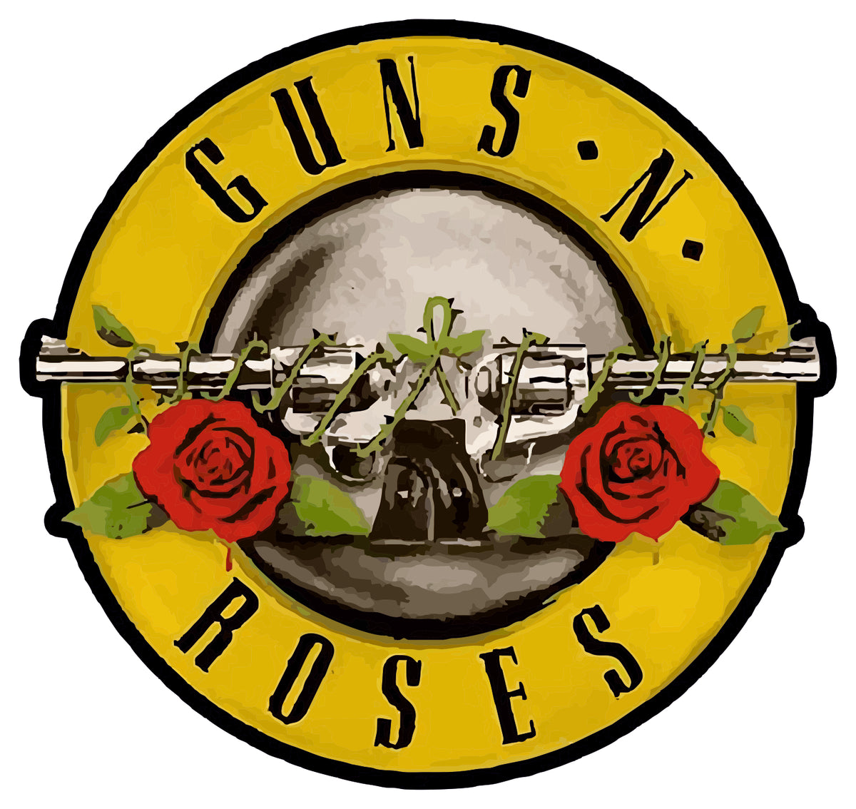 Gun And Rosses Sticker