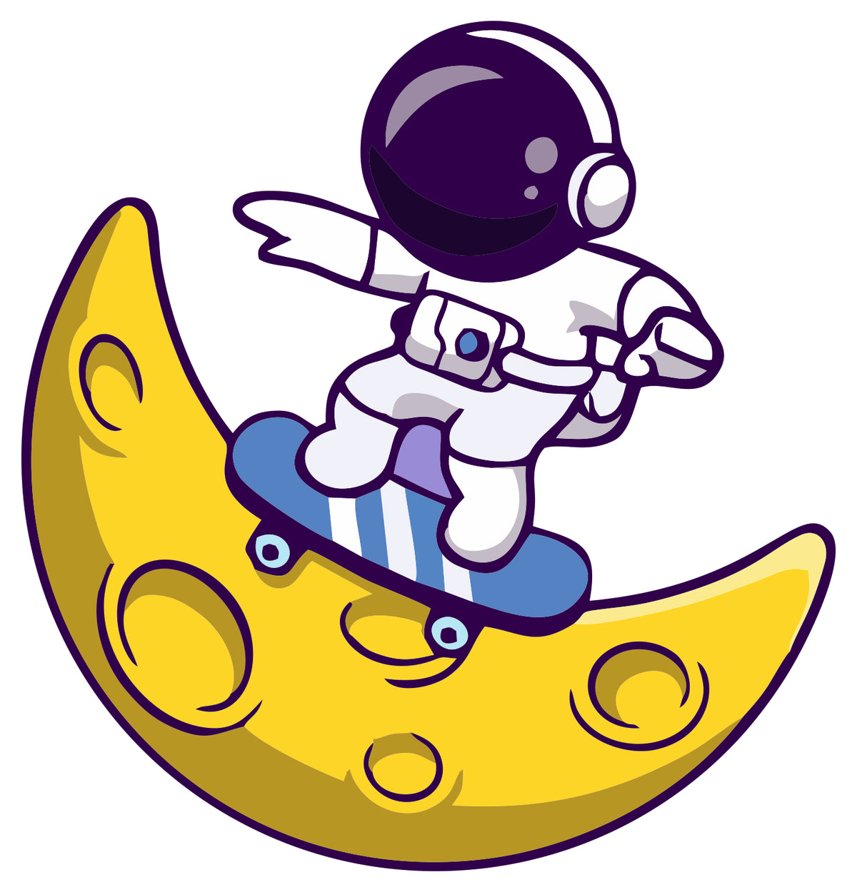 Astronaut Surfing On Moon Sticker