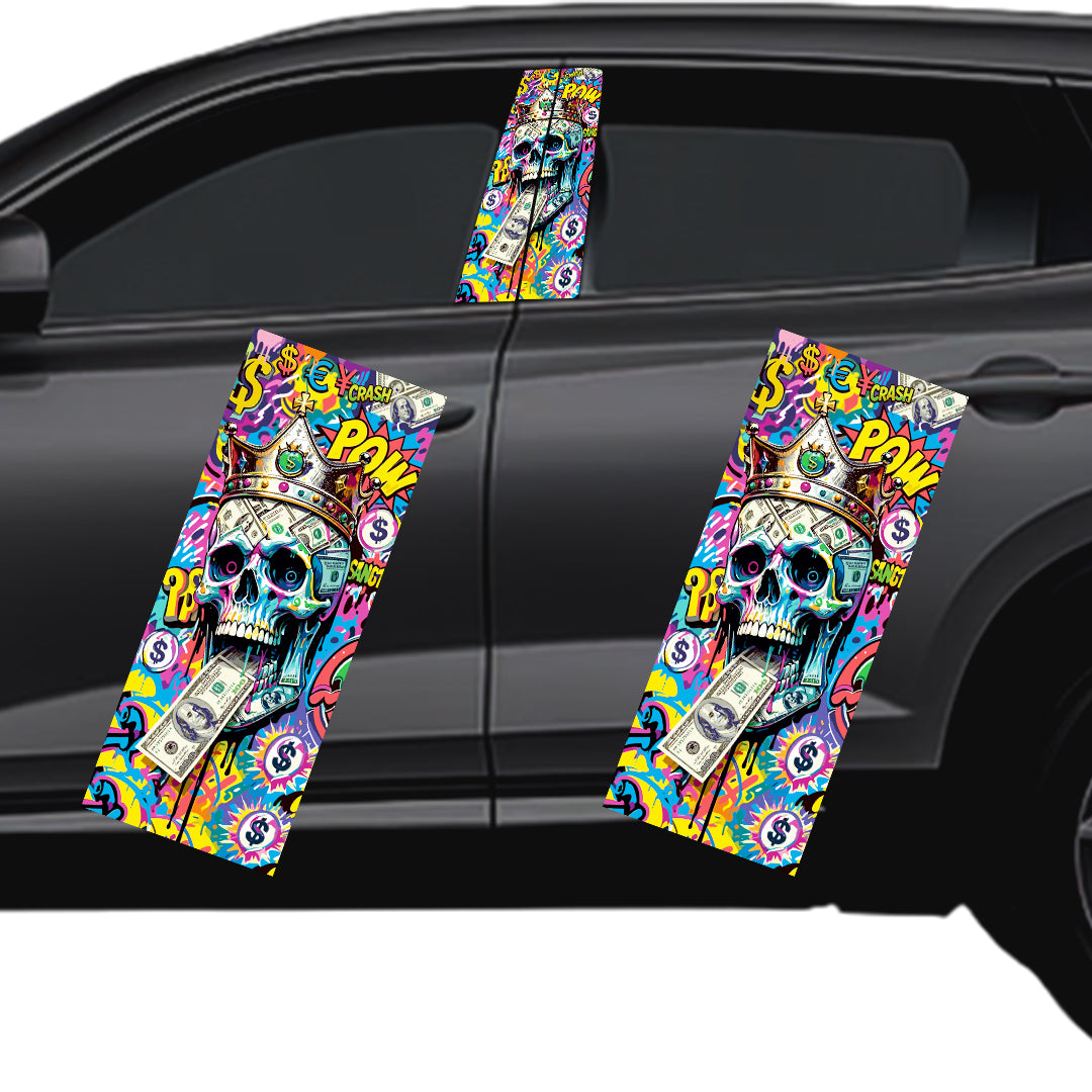 colorful skull with money