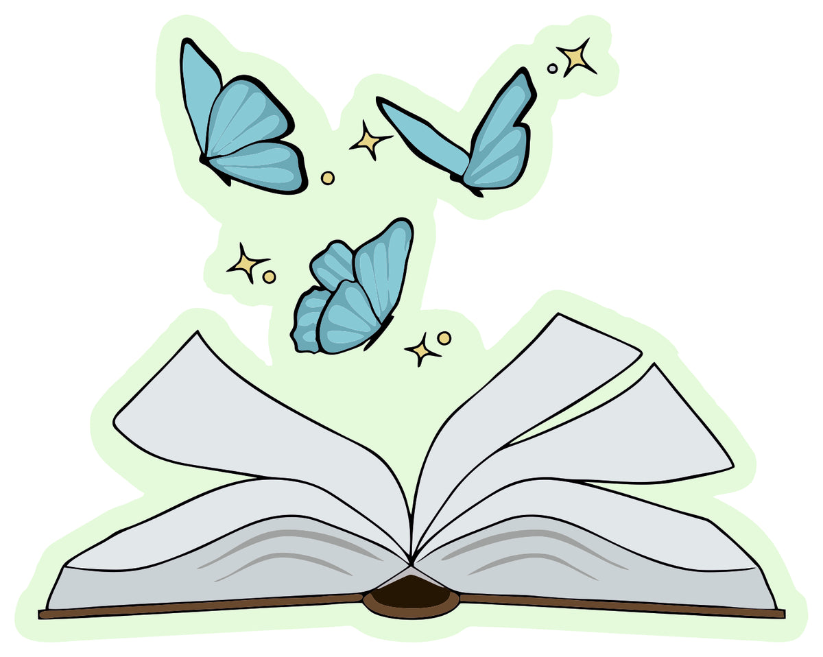 BOOK AND BUTTERFLY STICKER
