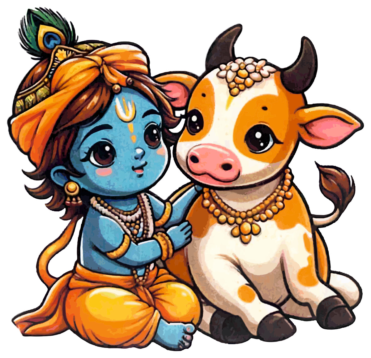 krishna and cow sticker