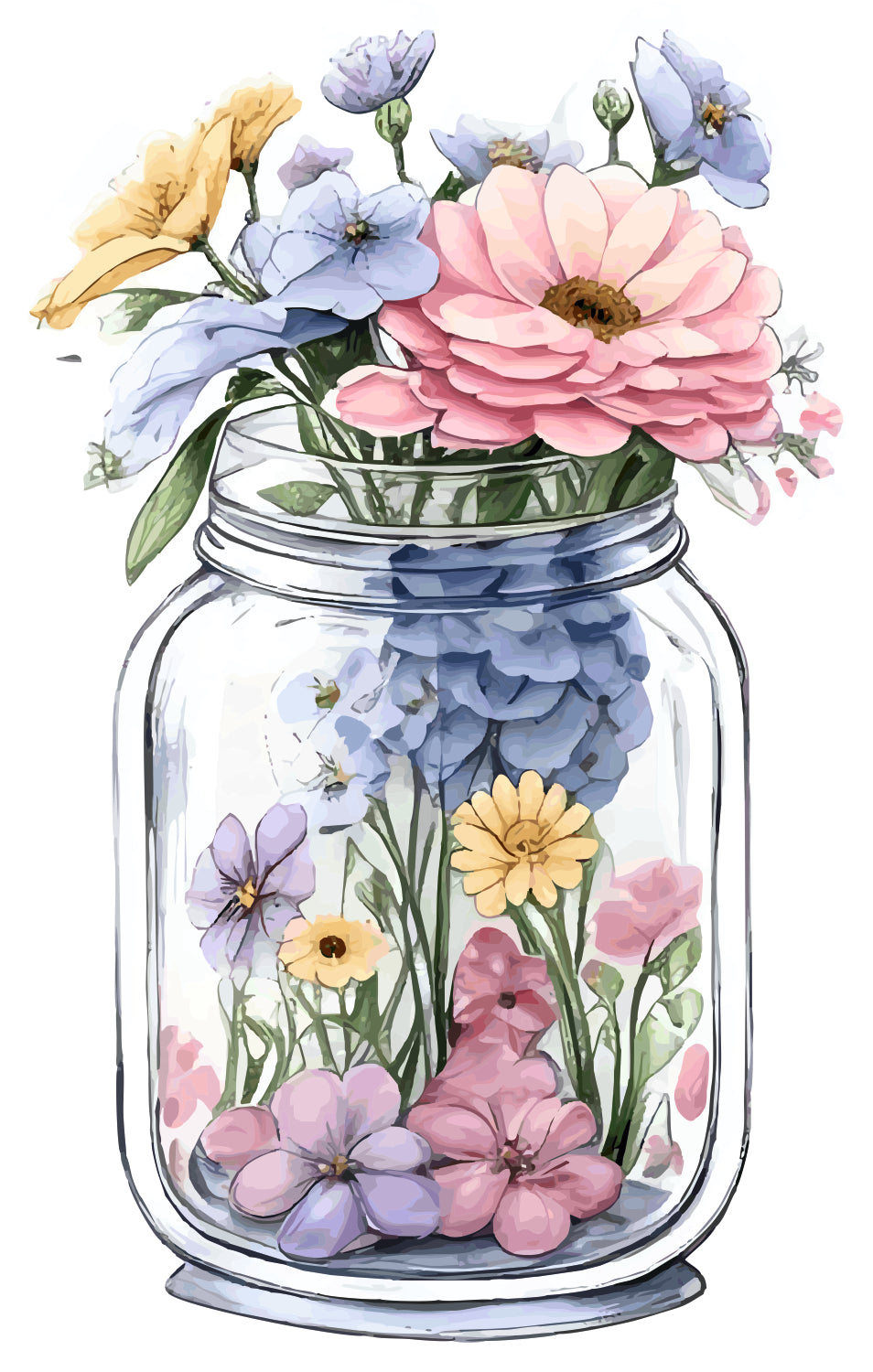 Jar Filled With Flowers Sticker