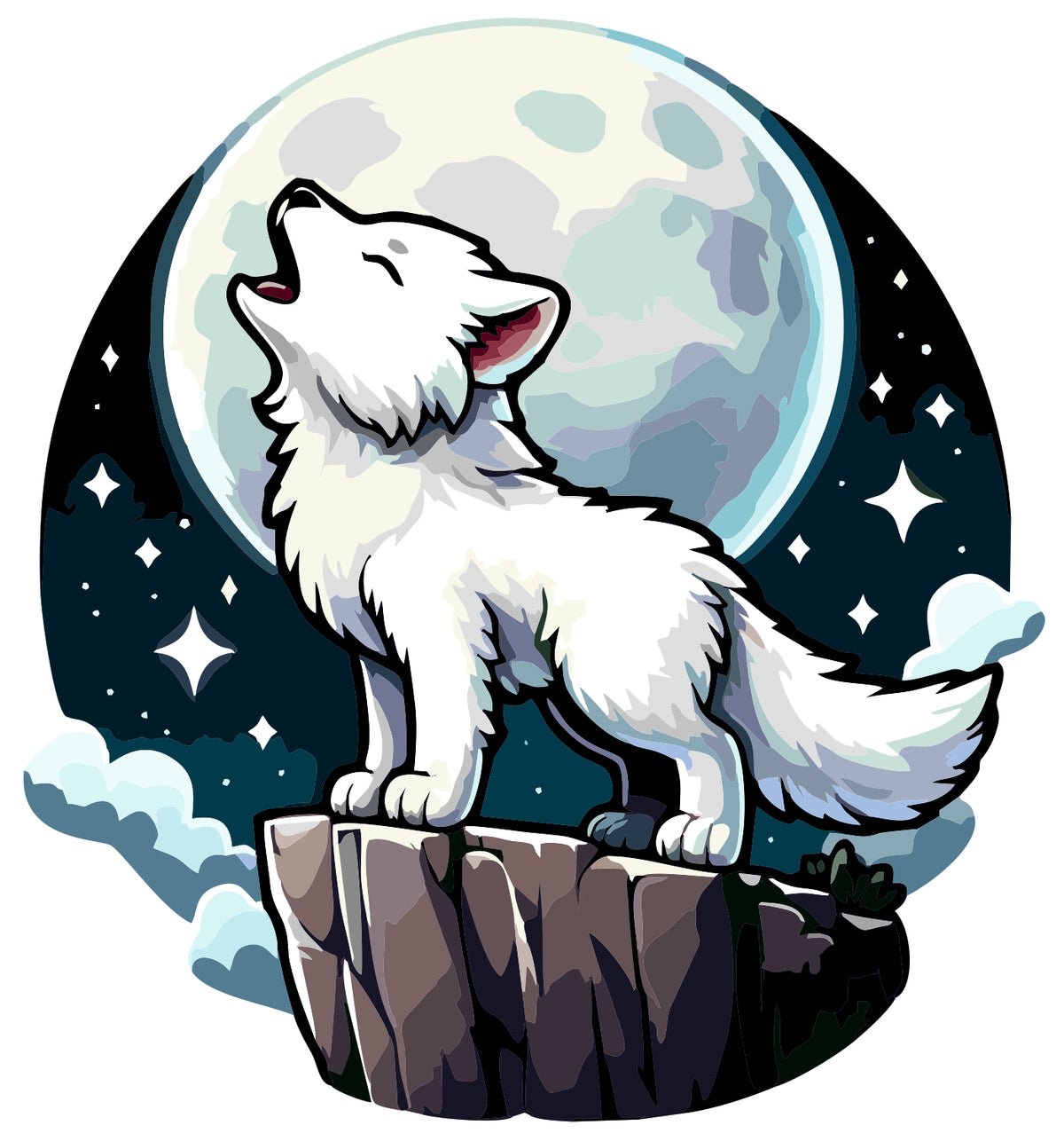 Cute White Wolf Sticker