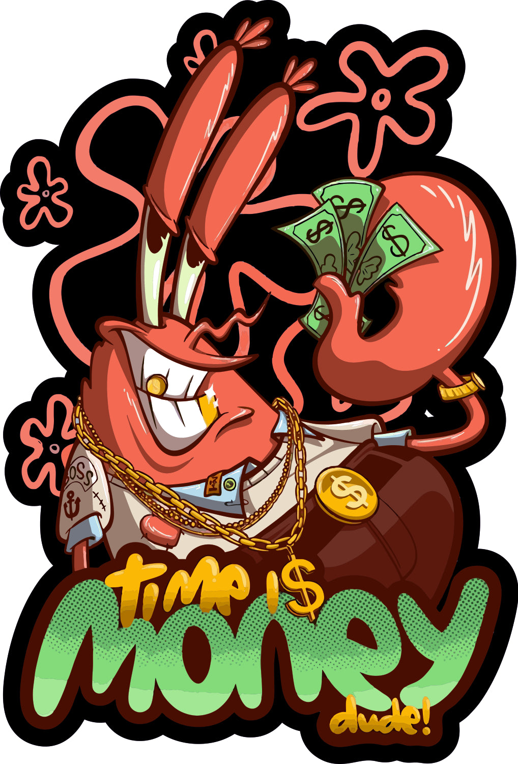 Time Is Money Dude Sticker