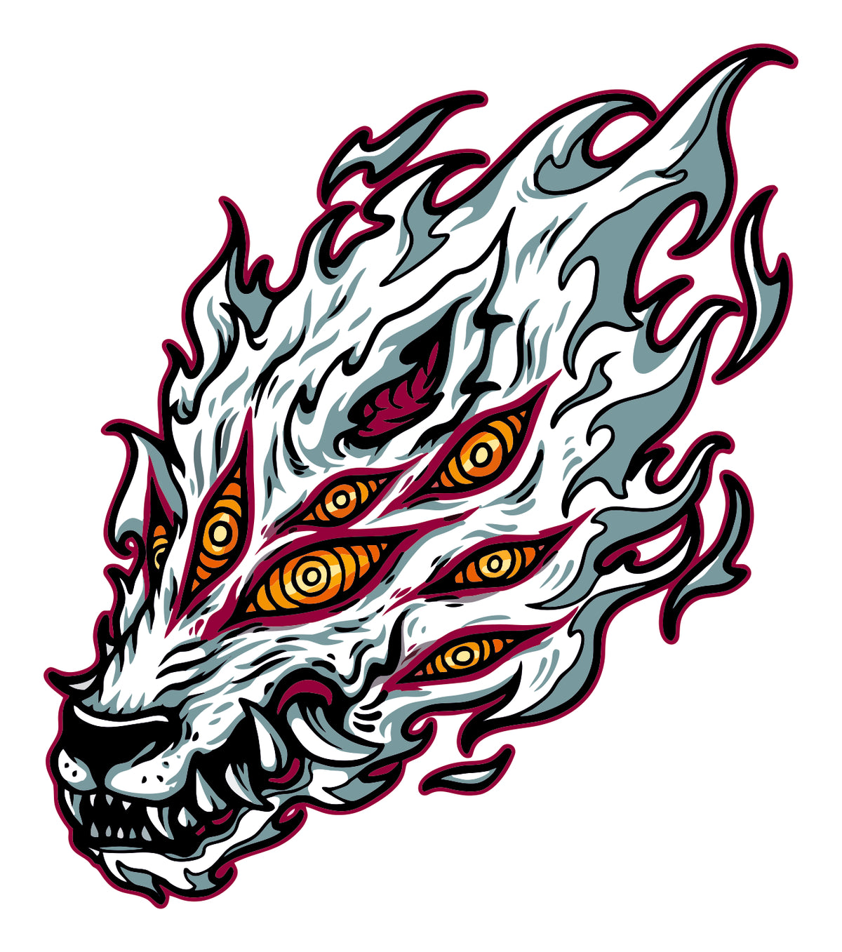 Fox Devil Chain Man Sticker